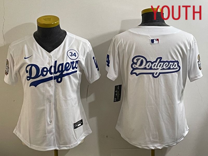 Youth Los Angeles Dodgers Blank White Game 2024 Nike MLB Jersey style 11214